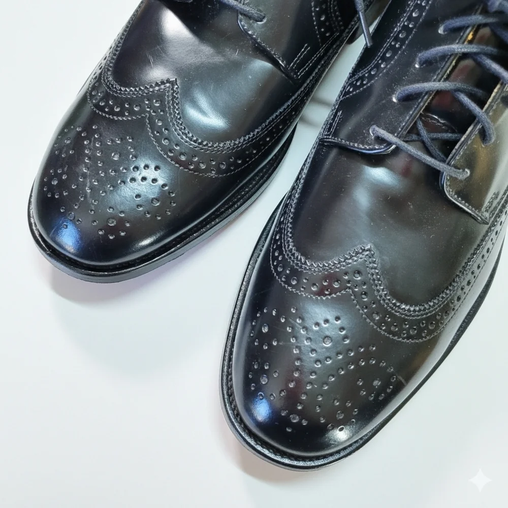 Bostonian Luxe Men's 12 NEW Shoes Black Leather Oxford Wingtips Formal Classic